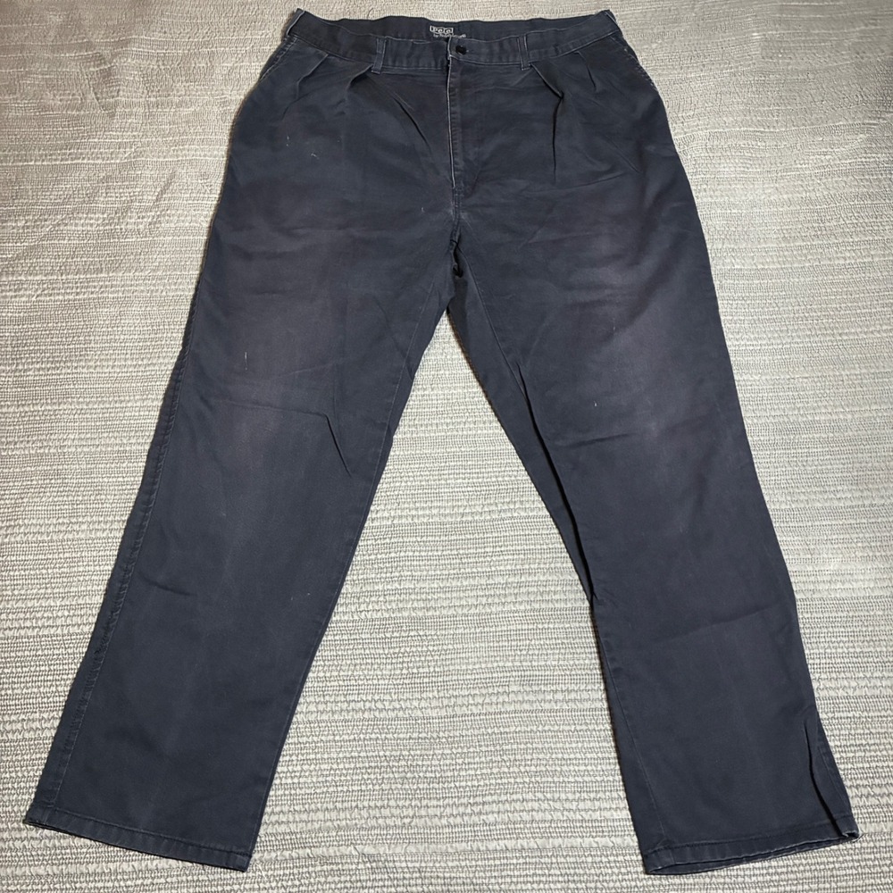 Polo Ralph Lauren Andrew Pant Mens 37x27 Navy Blue Pleated Chino Cotton Trousers